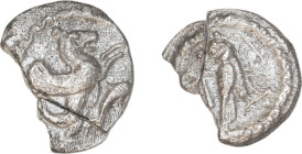 Phoenicia, Tyre, obol, 400-350 BC (9.00mm, 0.50 g)
Obv: Winged seahorse left, above the waves
Rev: Owl standing right, head facing, holding a scepter ...