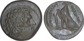 Ptolemaic Kingdom of Egypt. 
Ptolemy I - Ptolemy II Æ Obol  (29.5mm, 14.16 g). ca 385- 246 BC. 
Obv: Diademed head of Zeus right.
Rev: ΠΤΟΛΕΜΑΙΟΥ ΣΑΣΙ...