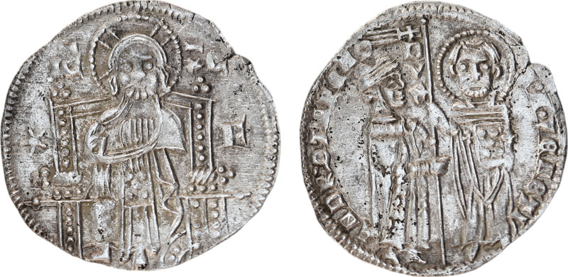 Doge LX Andrea Contarini (1368-1382). Grosso, silver (21 mm, 1.86 g).
D/ ANDRE Q...