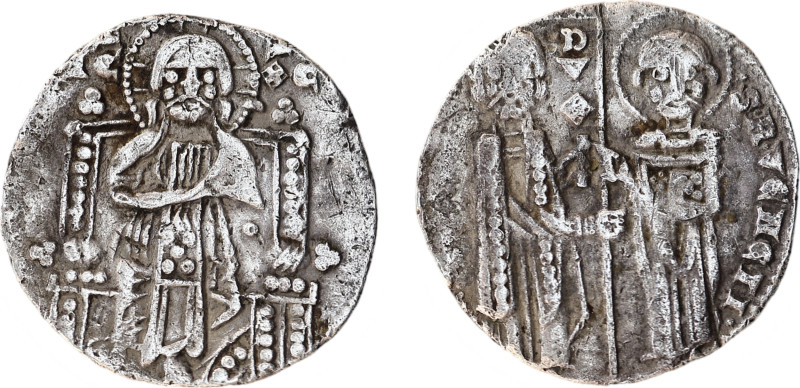 Antonio Venier doge LXII, 1382-1400. Grosso, AR (18 mm, 1.86 g). ANTO’•VENERIO –...