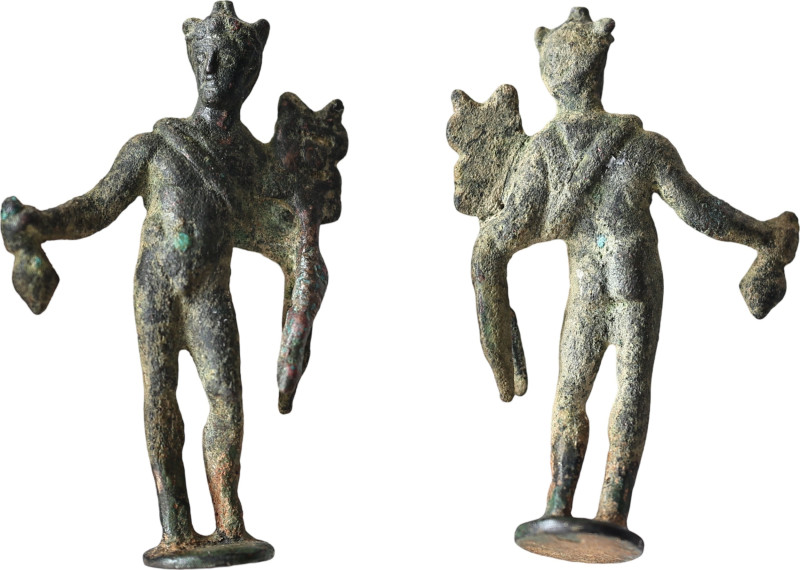 A Roman statue made of bronze, featuring fine artistic details that reflect the ...