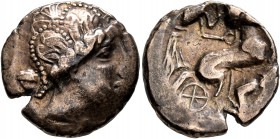 CELTIC, Northwest Gaul. Aulerci Diablintes. Late 2nd to mid 1st century BC. Stater (Electrum, 20 mm, 6.36 g, 11 h), 'à l'aigriette au décor cloisonné'...