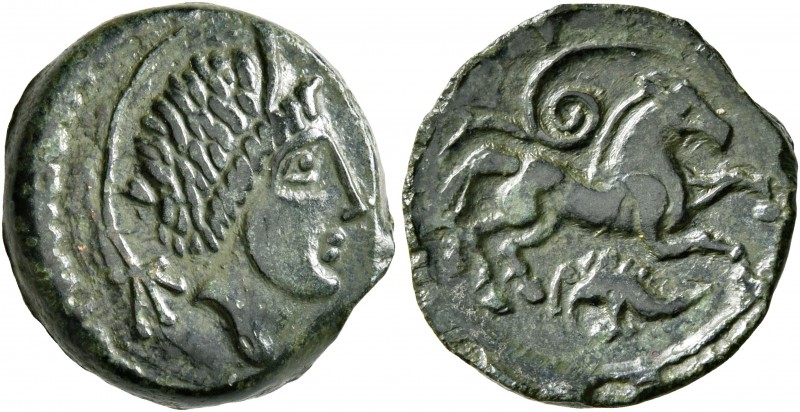 CELTIC, Northwest Gaul. Aulerci Eburovices. Circa 50-30 BC. AE (Bronze, 17 mm, 3...