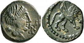 CELTIC, Northwest Gaul. Carnutes. Circa 50-30 BC. AE (Bronze, 16 mm, 2.96 g, 12 h), 'à la légende CATAL' type. Diademed and draped bust to right; befo...