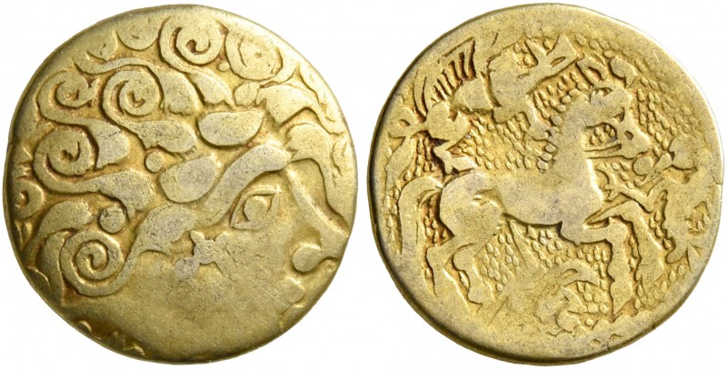 CELTIC, Northeast Gaul. Caleti. 2nd century BC. Quarter Stater (Electrum, 12 mm,...