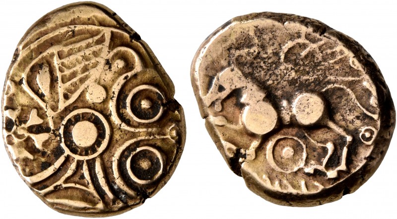 CELTIC, Northeast Gaul. Suessiones. Late 2nd to mid 1st century BC. Stater (Elec...