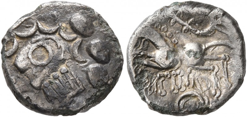 CELTIC, Central Europe. Helvetii. Circa 75/50-25 BC. Quinarius (Subaeratus, 12 m...
