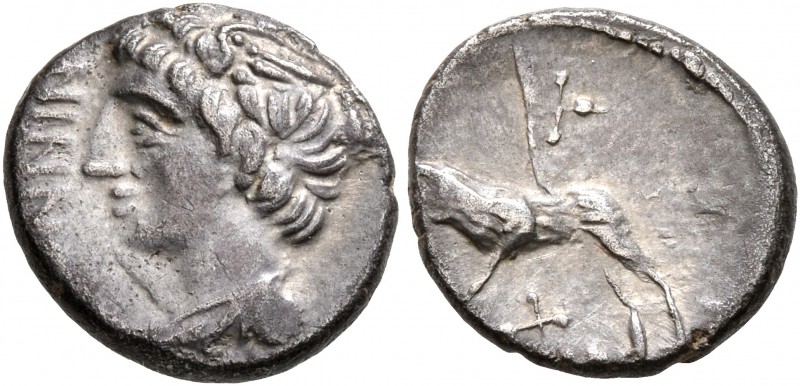 CELTIC, Central Europe. Rauraci. Circa 50-30 BC. Quinarius (Silver, 12 mm, 1.54 ...