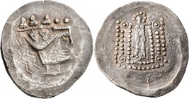 CELTIC, Lower Danube. Imitations of Thasos. Late 2nd-1st century BC. Tetradrachm (Silver, 35 mm, 15.68 g, 1 h). Celticized head of Dionysos to right, ...