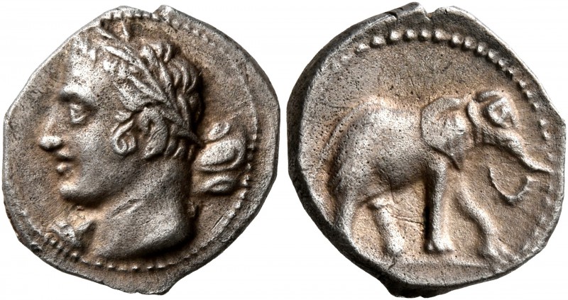 SPAIN. Punic Spain. Circa 237-209 BC. 1/4 Shekel (Silver, 14 mm, 1.69 g, 12 h), ...