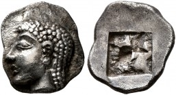 GAUL. Massalia. Circa 500-475 BC. Obol (Silver, 10 mm, 1.10 g), Milesian standard. Archaic female head to left. Rev. Rough incuse square. Auriol Annex...