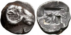 GAUL. Massalia. Circa 500-475 BC. Obol (Silver, 10 mm, 1.11 g), Milesian standard. Head of a ram to right. Rev. Rough incuse square. Auriol Group Q. L...