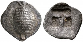 GAUL. Massalia. Circa 500-475 BC. Tetartemorion (Silver, 7 mm, 0.21 g), Milesian standard. Fruit or woodlouse (?). Rev. Quadripartite incuse square. A...