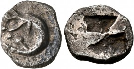 GAUL. Uncertain. Circa 500-460 BC. Obol (Silver, 9 mm, 0.65 g), Graeco-Provincial series. Seal to left with curved tail. Rev. Rough incuse square. LT ...