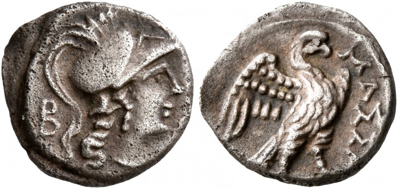 GAUL. Massalia. Circa 150-125 BC. Diobol (Silver, 10 mm, 0.91 g, 6 h). Head of A...