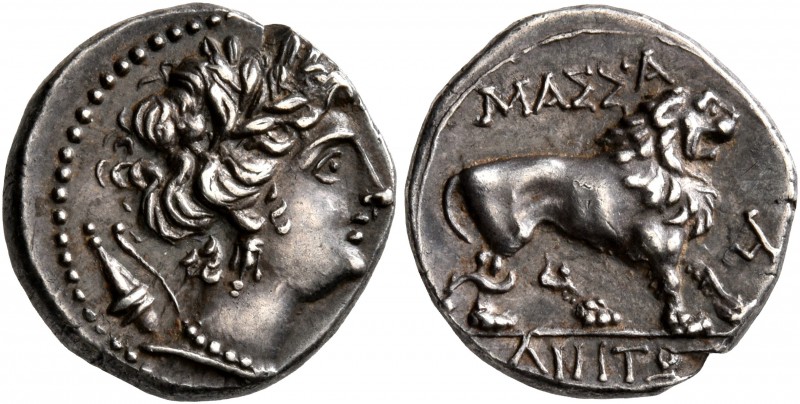 GAUL. Massalia. Circa 150-125 BC. Drachm (Silver, 14 mm, 2.69 g, 7 h). Laureate ...