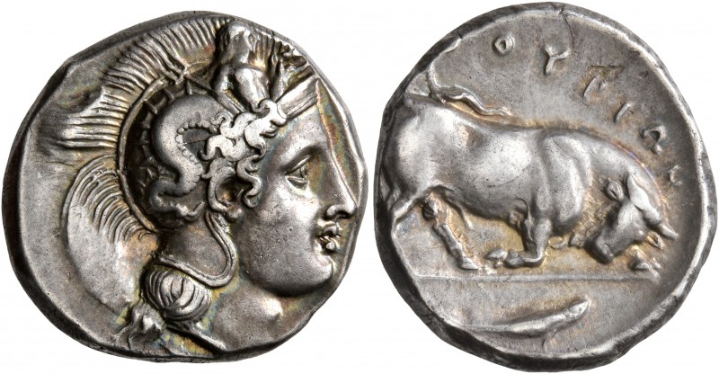 LUCANIA. Thourioi. Circa 400-350 BC. Stater (Silver, 21 mm, 7.94 g, 4 h). Head o...