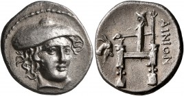 THRACE. Ainos. Circa 357-342/1 BC. Drachm (Silver, 18 mm, 3.70 g, 1 h). Head of Hermes facing three-quarters to right, wearing petasos. Rev. AINION Cu...