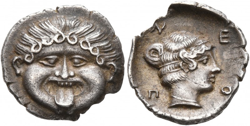 MACEDON. Neapolis. Circa 424-350 BC. Hemidrachm (Silver, 15 mm, 1.75 g, 9 h). Fa...
