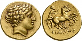 KINGS OF MACEDON. Philip II, 359-336 BC. Stater (Gold, 19 mm, 8.59 g, 9 h), Amphipolis, struck by Antipater, Polyperchon, or Kassander, circa 323/2-31...