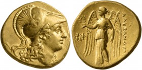 KINGS OF MACEDON. Alexander III ‘the Great’, 336-323 BC. Stater (Gold, 19 mm, 8.55 g, 1 h), Ephesos, circa 305-295. Head of Athena to right, wearing C...