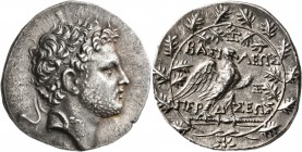 KINGS OF MACEDON. Perseus, 179-168 BC. Tetradrachm (Silver, 31 mm, 16.51 g, 12 h), Pella or Amphipolis, Zoilos, magistrate. Diademed head of Perseus t...