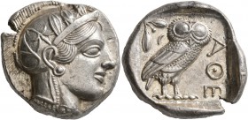 ATTICA. Athens. Circa 430s-420s BC. Tetradrachm (Silver, 25 mm, 17.19 g, 10 h). Head of Athena to right, wearing crested Attic helmet decorated with t...