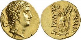 KINGS OF BOSPOROS. Asander, as king, circa 43-16 BC. Stater (Gold, 20 mm, 7.66 g, 11 h), RY 23 = 25/4 BC. Diademed head of Asander to right. Rev. BAΣI...