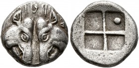 LESBOS. Uncertain mint. Circa 478-460 BC. 1/8 Stater (Silver, 13 mm, 1.86 g). IBI-B (?) Head of two confronted boars. Rev. Incuse square divided into ...