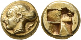 IONIA. Phokaia. Circa 478-387 BC. Hekte (Electrum, 10 mm, 2.55 g). Head of a female to left, her hair bound in sphendone, wearing rosette earring and ...
