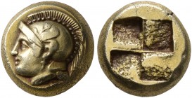 IONIA. Phokaia. Circa 478-387 BC. Hekte (Electrum, 10 mm, 2.58 g). Head of Athena to left, wearing crested Attic helmet decorated with a griffin; belo...