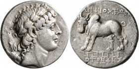 CARIA. Antioch ad Maeandrum. Circa 85-65/60 BC. Tetradrachm (Silver, 26 mm, 16.13 g, 12 h), Diotrephes, magistrate for the first time. Laureate head o...
