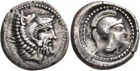 LYCIA. Telmessos. Circa 410-390/80 BC. Stater (Silver, 21 mm, 7.90 g, 9 h), time of Vekhssere II. Head of Herakles to right, wearing lion skin headdre...