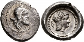 LYCIA. Xanthos. Circa 410-390/80 BC. Stater (Silver, 21 mm, 8.20 g, 10 h), or Tlos, time of Vekhssere II. Head of a satrap to right, wearing satrapal ...
