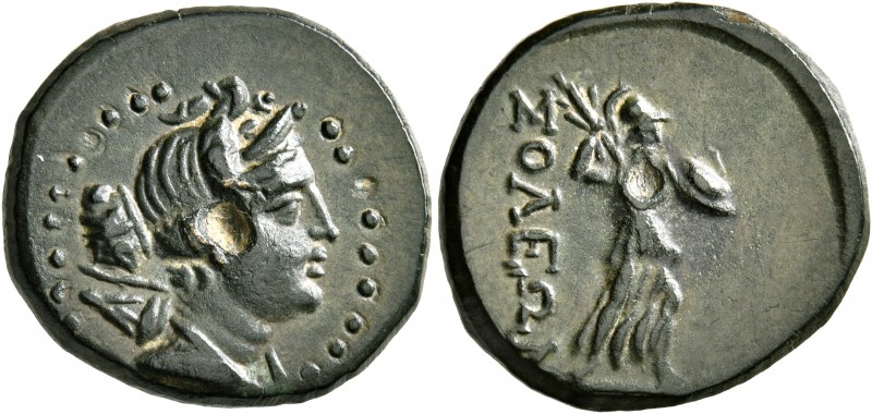 CILICIA. Soloi. Circa 100-30 BC. AE (Bronze, 20 mm, 5.69 g, 1 h). Diademed and d...