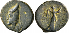 KINGS OF SOPHENE. Arkathias I, after circa 150 BC. Tetrachalkon (Bronze, 20 mm, 5.53 g, 12 h), Arkathiokerta (?). Draped bust of Arkathias I to left, ...