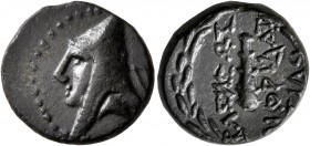 KINGS OF SOPHENE. Mithradates II Philopator, circa 89-after 85 BC. Dichalkon (Bronze, 17 mm, 4.16 g, 6 h), Arkathiokerta (?). Diademed and draped bust...