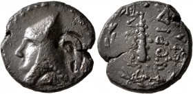 KINGS OF SOPHENE. Mithradates II Philopator, circa 89-after 85 BC. Dichalkon (Bronze, 17 mm, 4.85 g, 1 h), Arkathiokerta (?). Diademed and draped bust...