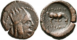 KINGS OF ARMENIA. Tigranes the Younger, 77/6-66 BC. Chalkous (Bronze, 13 mm, 1.92 g, 1 h), Tigranokerta, RY 8 = 69/8. Draped bust of Tigranes the Youn...