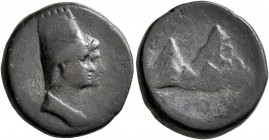 KINGS OF ARMENIA. Tigranes IV (Restored) and Erato, 2 BC-AD 1. Dichalkon (Bronze, 18 mm, 5.81 g, 12 h), Artaxata. [B]ACIΛEYC M[EΓAC TIΓPANHC] Jugate b...