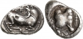CYPRUS. Paphos. Uncertain kings, circa 500-480 BC. Stater (Silver, 24 mm, 11.24 g, 7 h). [&#67617;&#67594; / [&#67622;&#67625; (?) ('bo-ka-ro-the' in ...