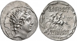SELEUKID KINGS OF SYRIA. Antiochos VI Dionysos, 144-142 BC. Tetradrachm (Silver, 31 mm, 16.43 g, 1 h), Antiochia on the Orontes, CY 168 = 145/4. Radia...