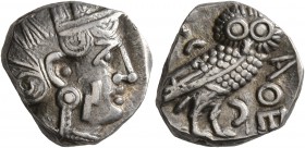 ARABIA, Southern. Saba'. 4th-3rd centuries BC. Unit (Silver, 15 mm, 5.13 g, 6 h), imitating Athens. Head of Athena to right, wearing crested Attic hel...