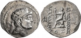 KINGS OF CHARACENE. Apodakos, circa 110/09-104/03 BC. Tetradrachm (Silver, 33 mm, 15.88 g, 12 h), Charax-Spasinu, SE 209 = 104/3. Diademed head of Apo...