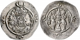 SASANIAN KINGS. Kavadh II, 628. Drachm (Silver, 30 mm, 4.14 g, 4 h), Aylan, RY 2 = 628. Bust of Kavadh II to right, wearing mural crown with frontal c...
