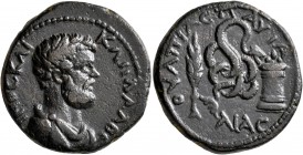 THRACE. Pautalia. Clodius Albinus, as Caesar, 193-195. Diassarion (Orichalcum, 24 mm, 11.92 g, 7 h). ΚΛΟΔ ΑΛΒΕΙΝΟC ΚΑΙ Bare-headed, draped and cuirass...