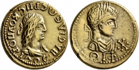 KINGS OF BOSPORUS. Rhescuporis II, with Severus Alexander, 211/2-226/7. Stater (Electrum, 19 mm, 7.69 g, 11 h), BE 519 = 222/3. BACIΛЄωC ΡHCKOΥΠOΡIΔOC...