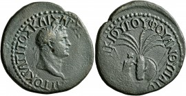 BITHYNIA. Koinon of Bithynia. Titus, as Caesar, 69-79. Tetrassarion (Orichalcum, 29 mm, 13.16 g, 1 h), M. Maecius Rufus, proconsul. AYTOKPA TITOΣ KAIΣ...