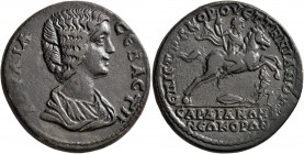 LYDIA. Sardis. Julia Domna, Augusta, 193-217. Tetrassarion (Orichalcum, 31 mm, 17.44 g, 11 h), Cornelius Vettianus, strategos. IOYΛIA CЄBACTH Draped b...