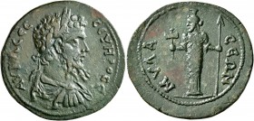 CARIA. Mylasa. Septimius Severus, 193-211. Triassarion (Bronze, 28 mm, 9.55 g, 7 h). AY K Λ CЄC (sic!) CЄOYHPOC C Laureate, draped and cuirassed bust ...